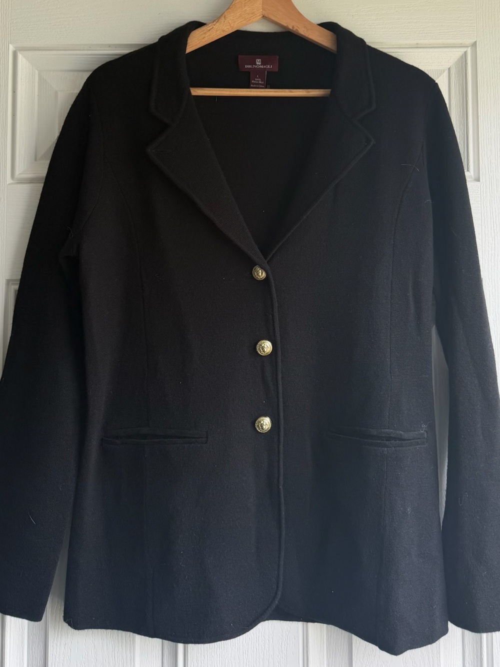 Bruno Magli Black Wool Sweater Blazer